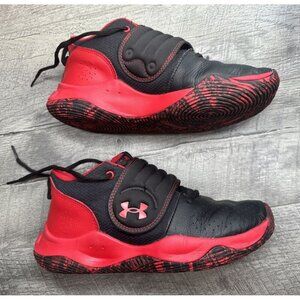Under Armour Shoes Youth Boys 7Y Red Leather Mid Basketball Athletic‎ Sneakers